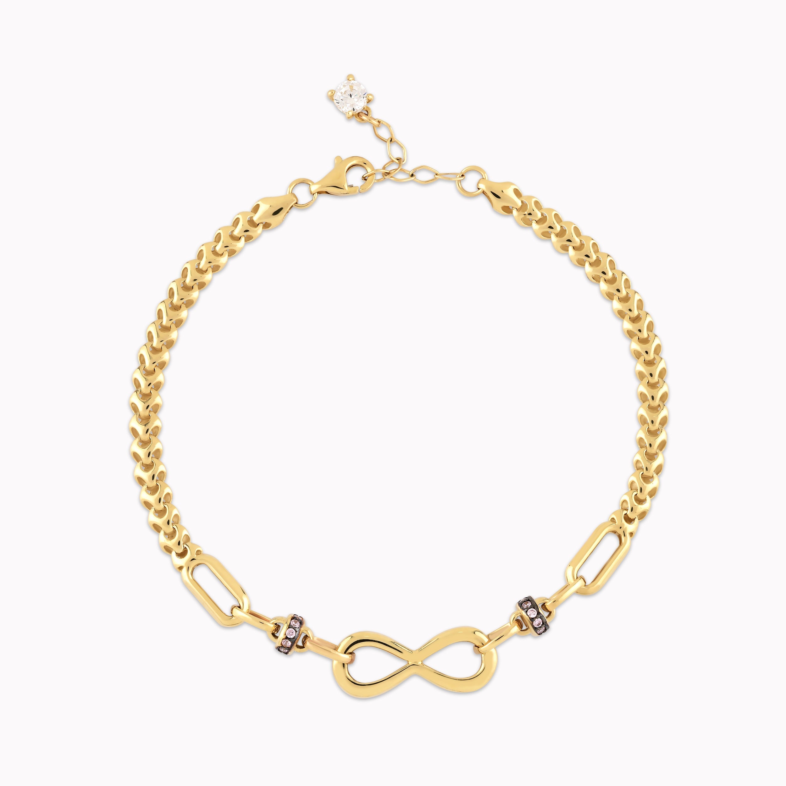 Bratara Aur Galben 14K Stilizata cu Zirconiu Mov si Infinit 4.71gr