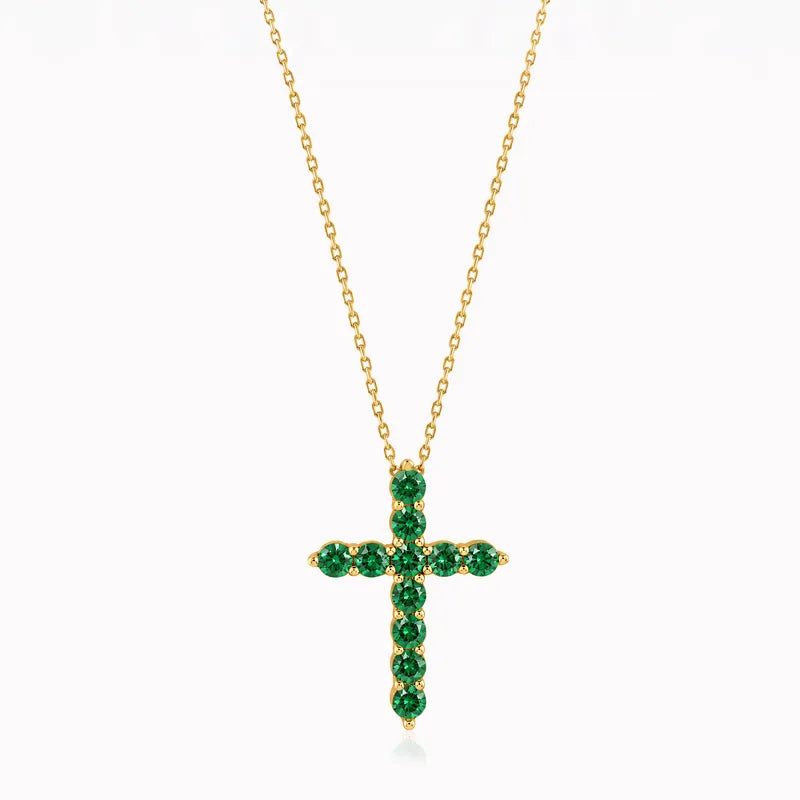 Lant cu Pandant din Aur Galben 14K cu Zirconiu Verde 3.85gr
