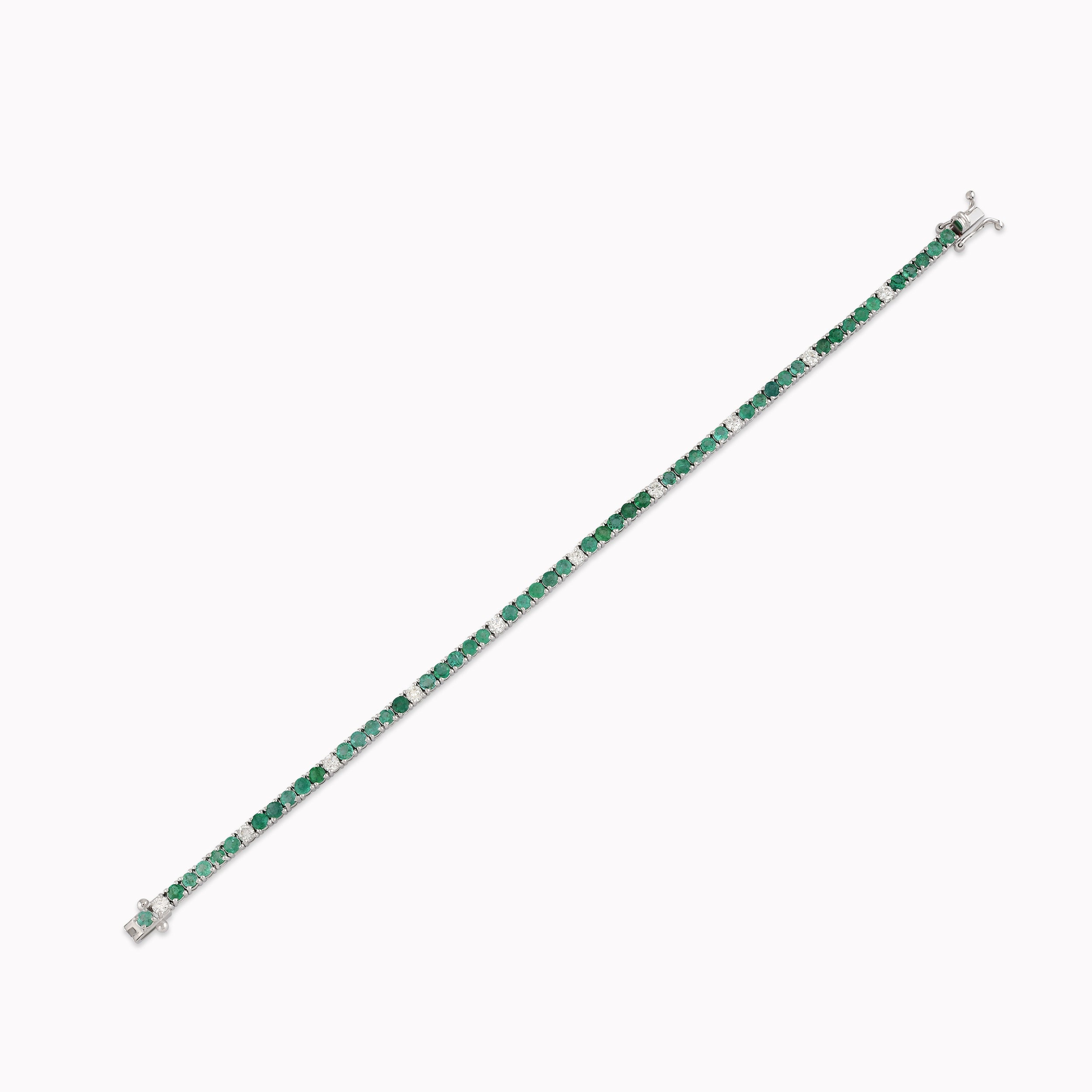 Bratara Aur Alb 14K cu Diamante si Smaralde 0.75ct