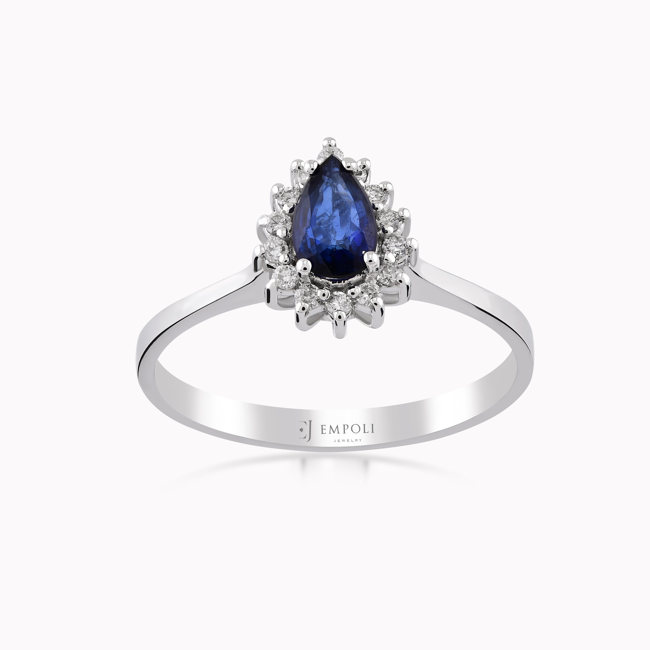 Inel Aur Alb 14K Cu Diamante Si Safir 0.11ct