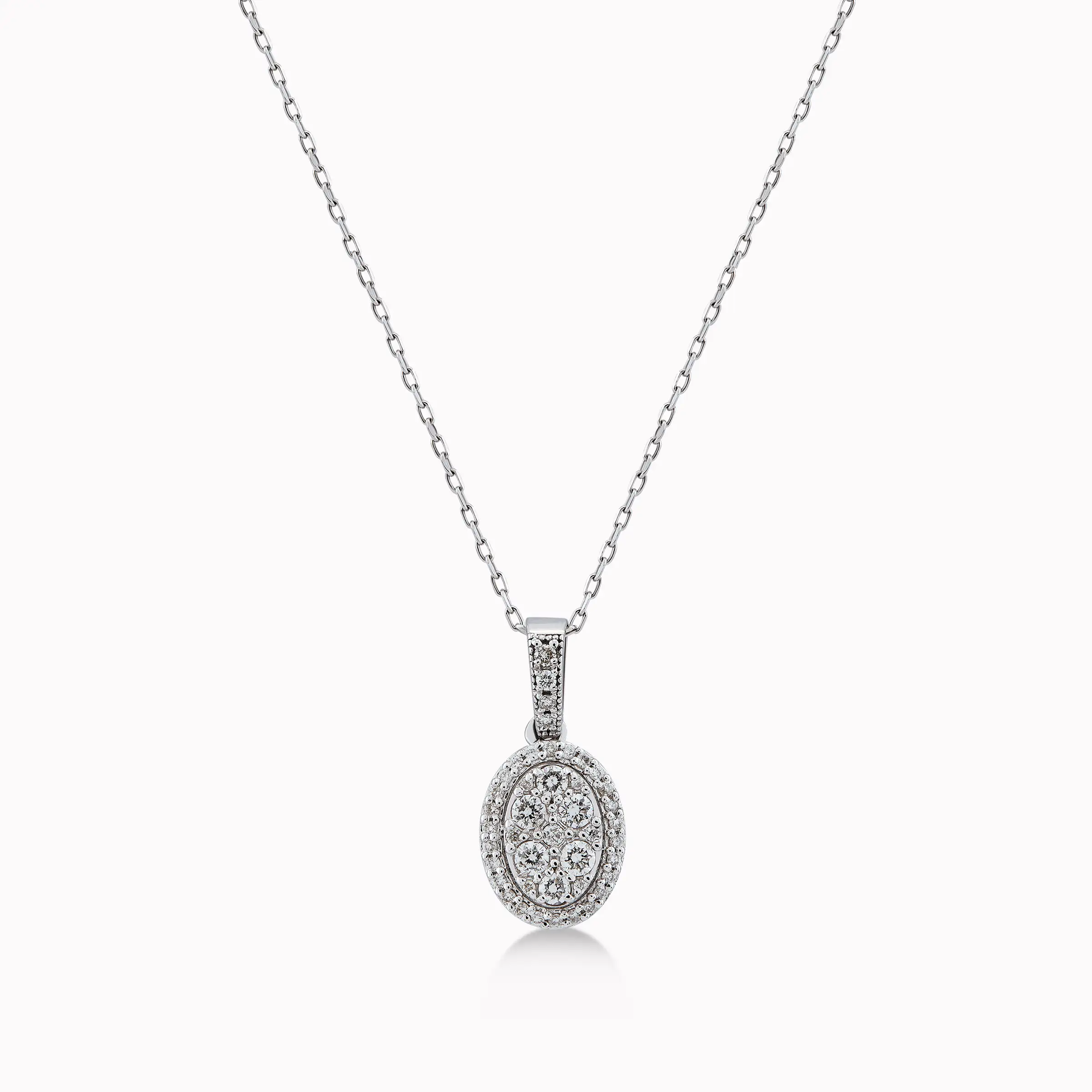 Lant cu Pandantiv Aur Alb 14K cu Diamante 0.31ct