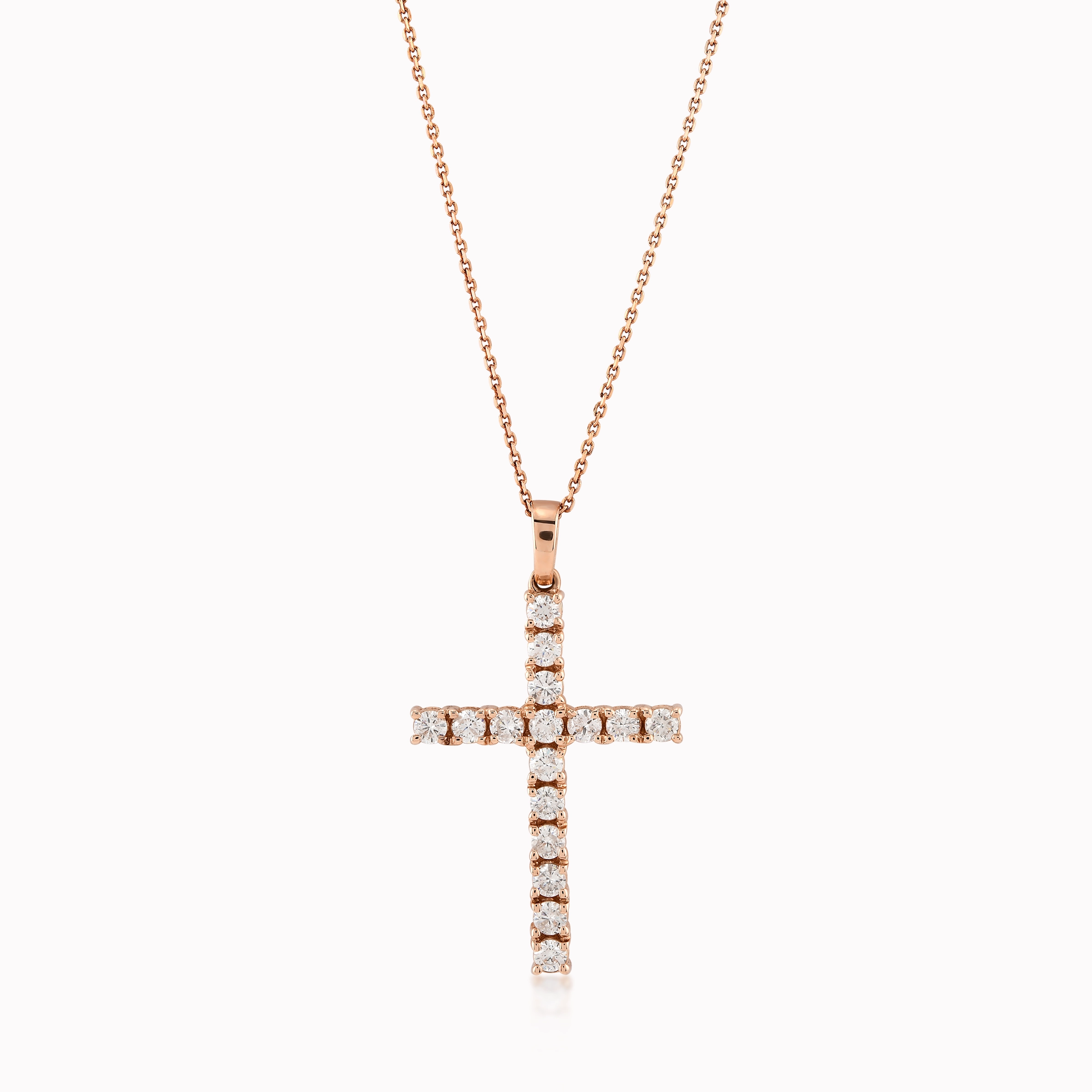 Lant cu Pandantiv Aur Roz 14K cu Diamante de 0.62ct