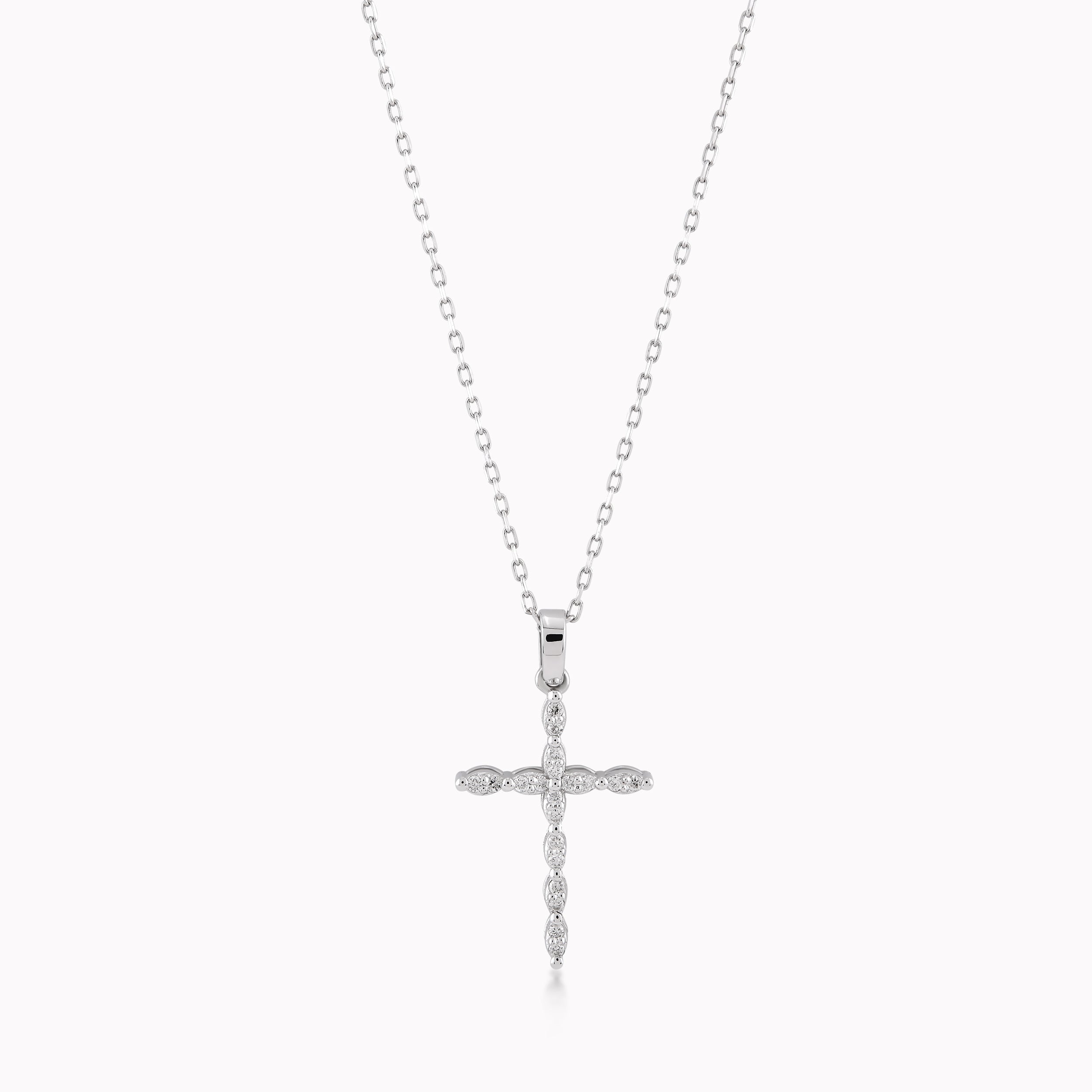 Lant cu Pandantiv Aur Alb 14K cu Diamante de 0.08ct