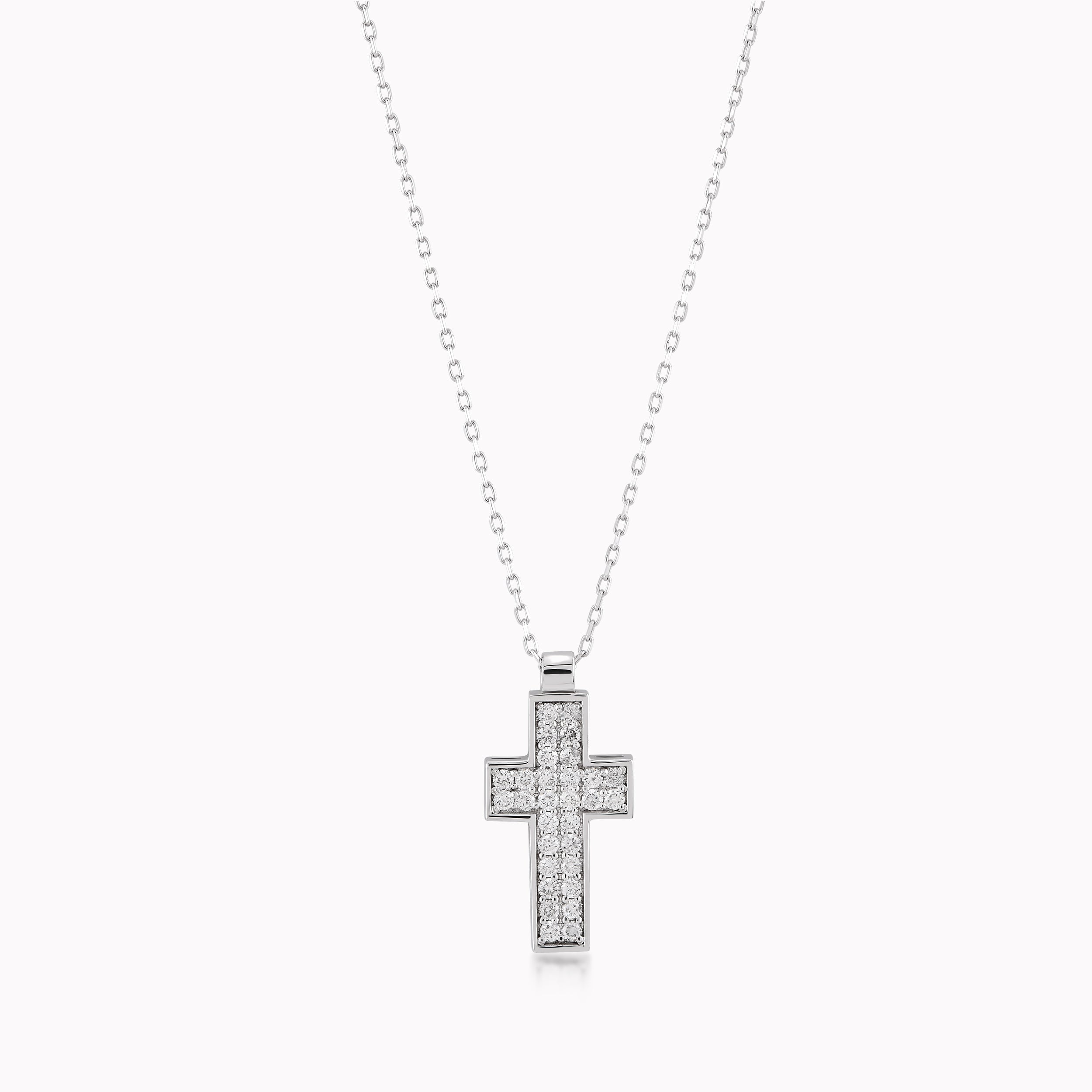 Lant cu Pandantiv Aur Alb 14K cu Diamante de 0.26ct