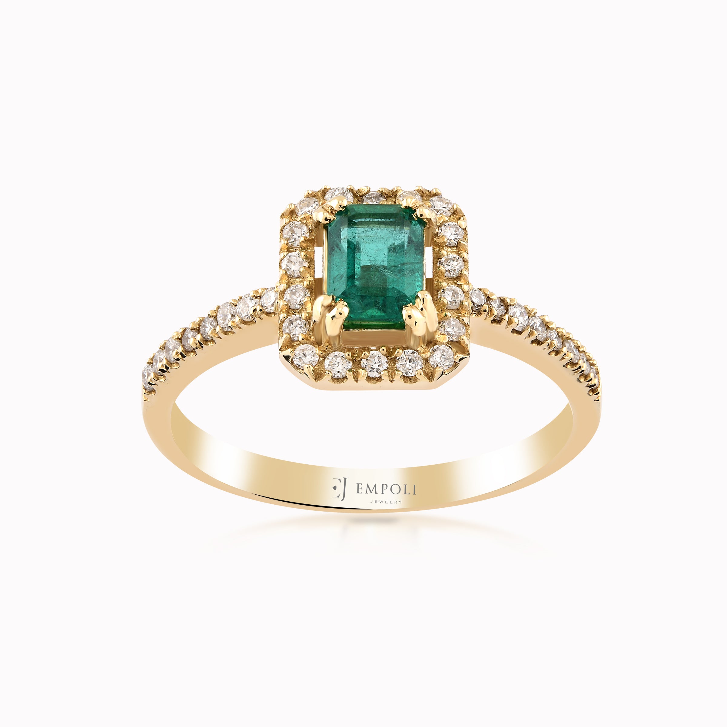 Inel Aur Galben 14K Cu Diamante Si Smarald 0.21ct