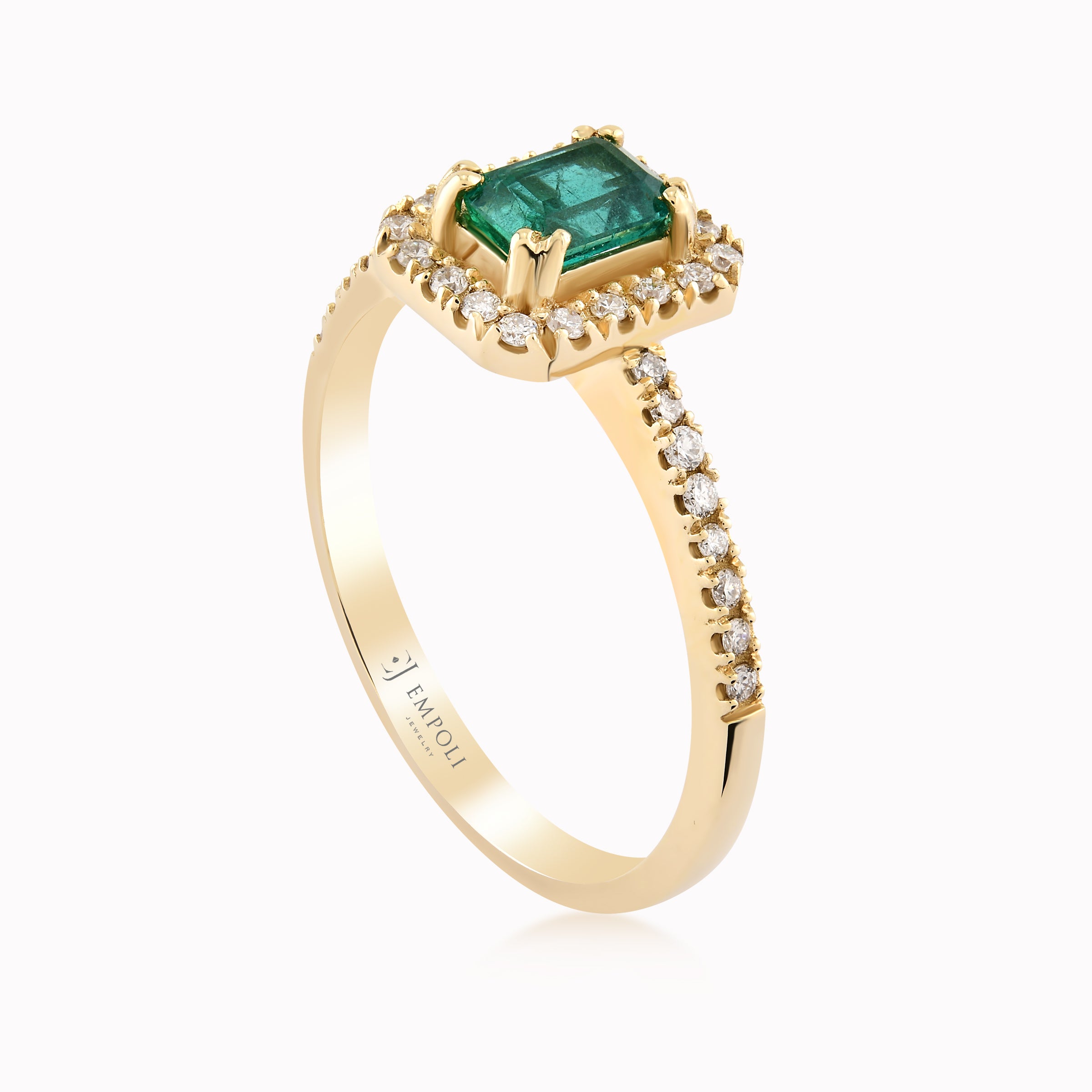 Inel Aur Galben 14K Cu Diamante Si Smarald 0.21ct