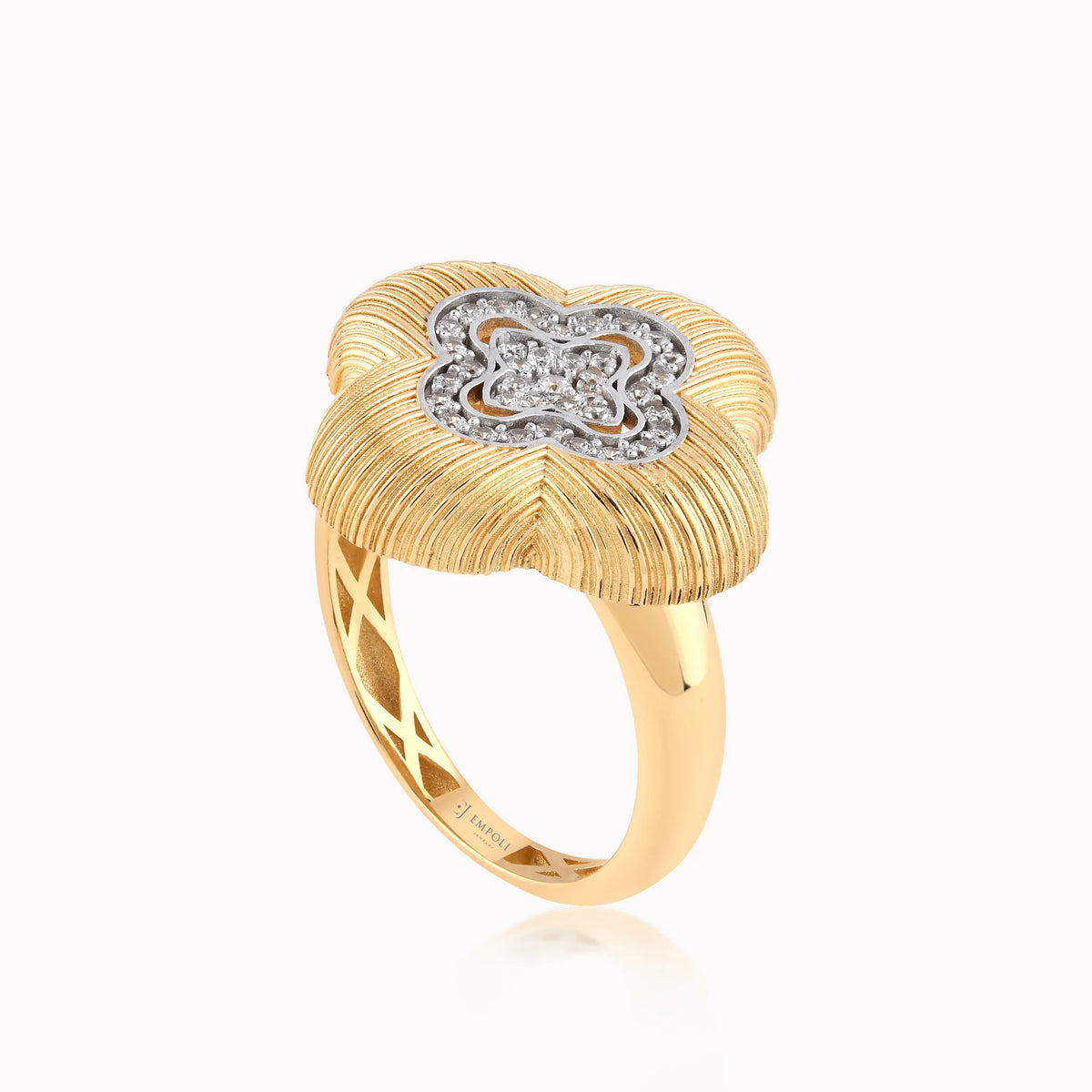 Inel din aur galben 14K cu zirconiu multicolor - detaliu