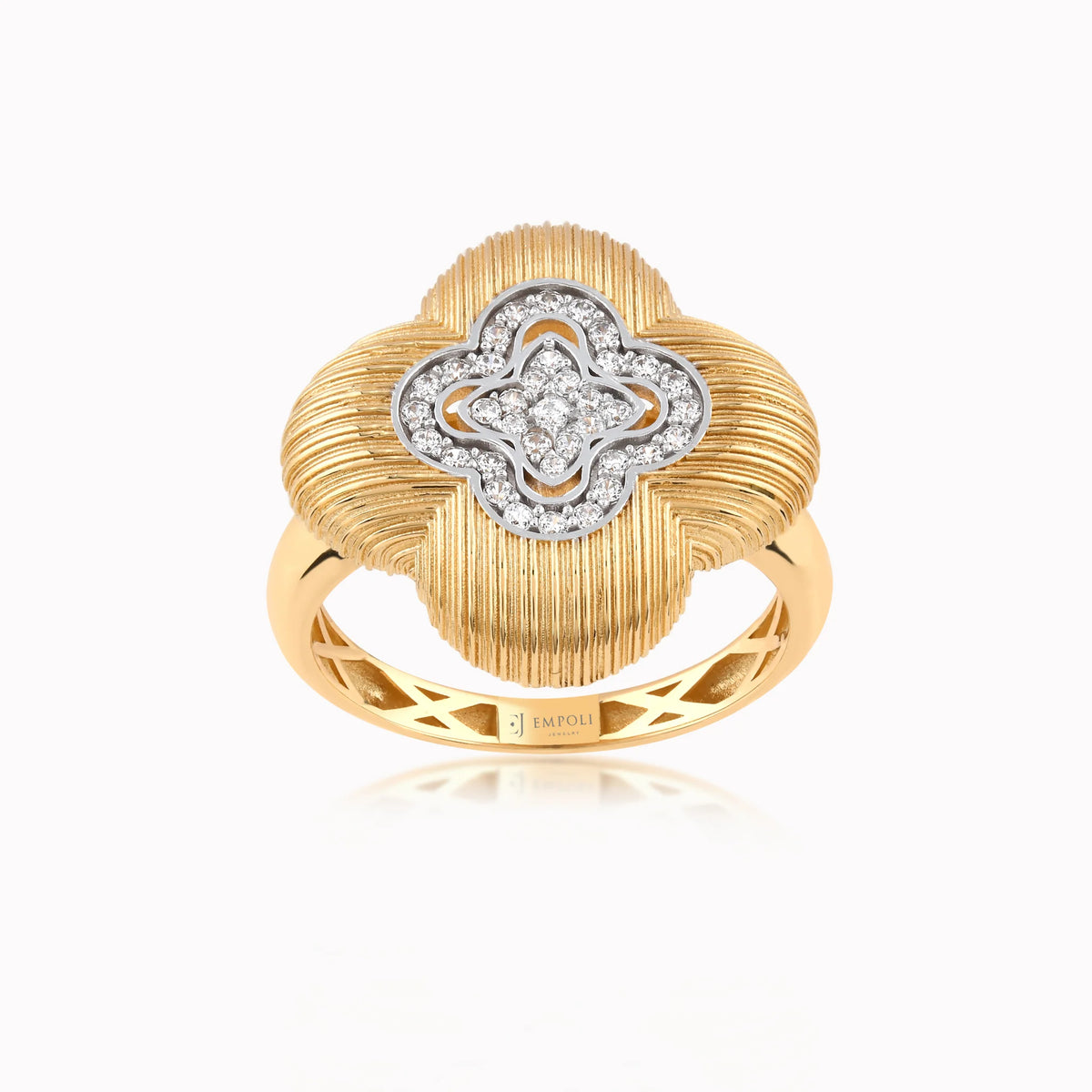 Inel din aur galben 14K cu zirconiu multicolor