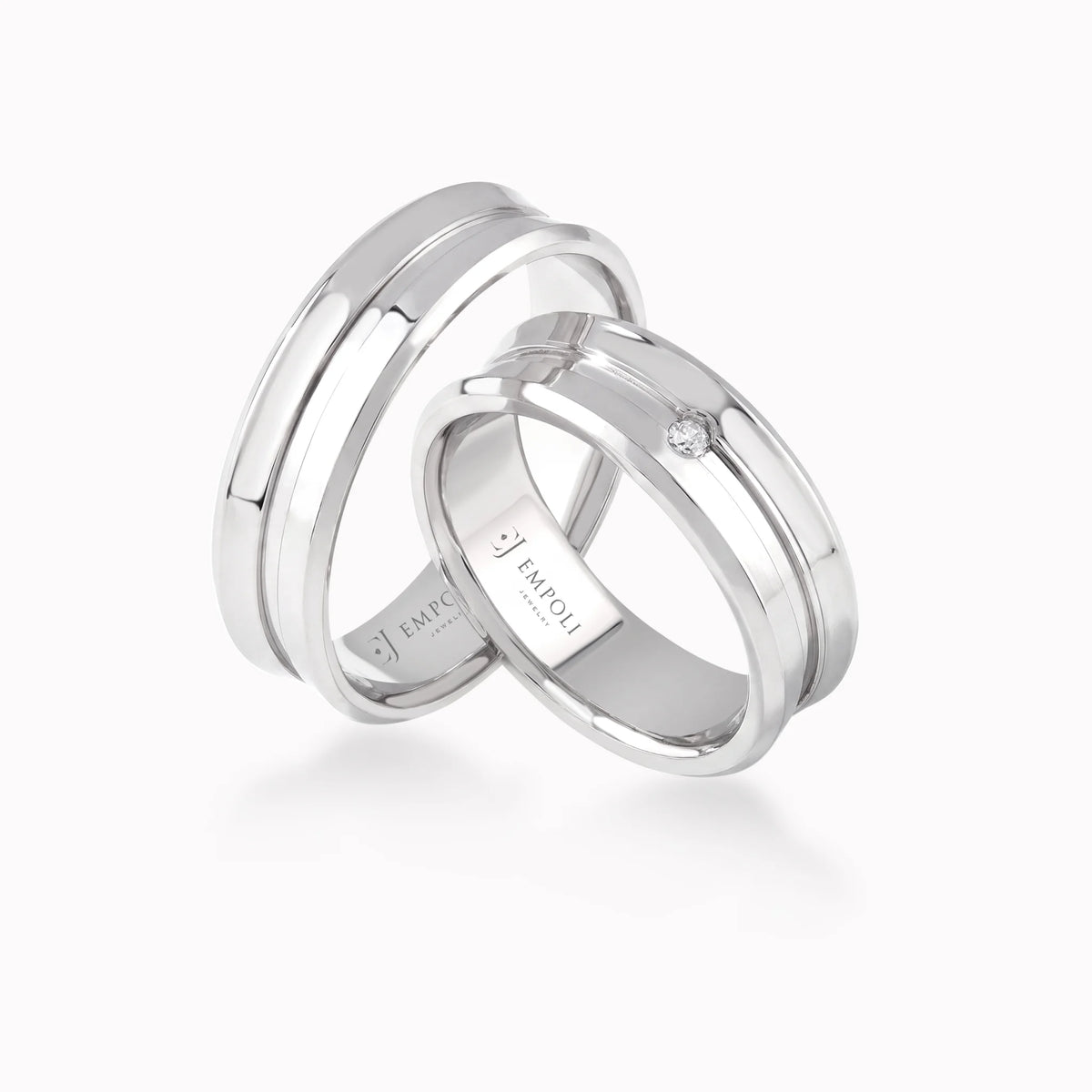 Verighete aur alb 14K cu zirconiu sau diamant, 6mm