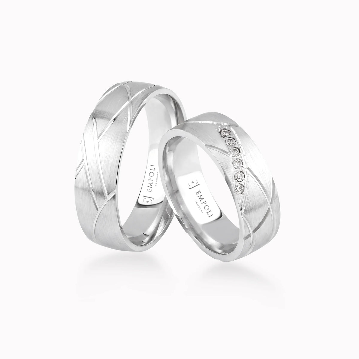 Verighete aur alb 14K cu zirconiu sau diamant, 6mm