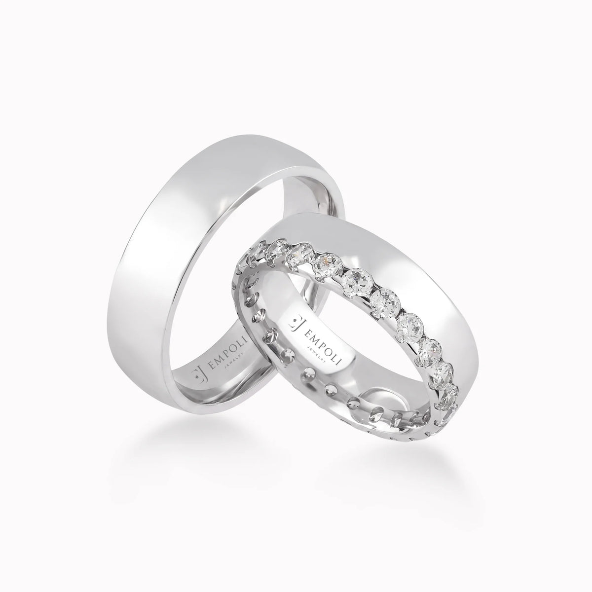 Verighete aur alb 14K cu zirconiu sau diamant, 6mm