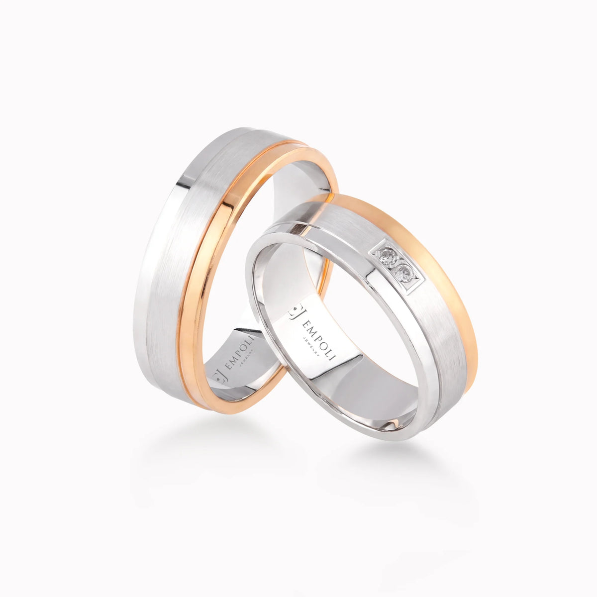 Verighete aur roz și alb 14K cu zirconiu sau diamant, 5.8mm