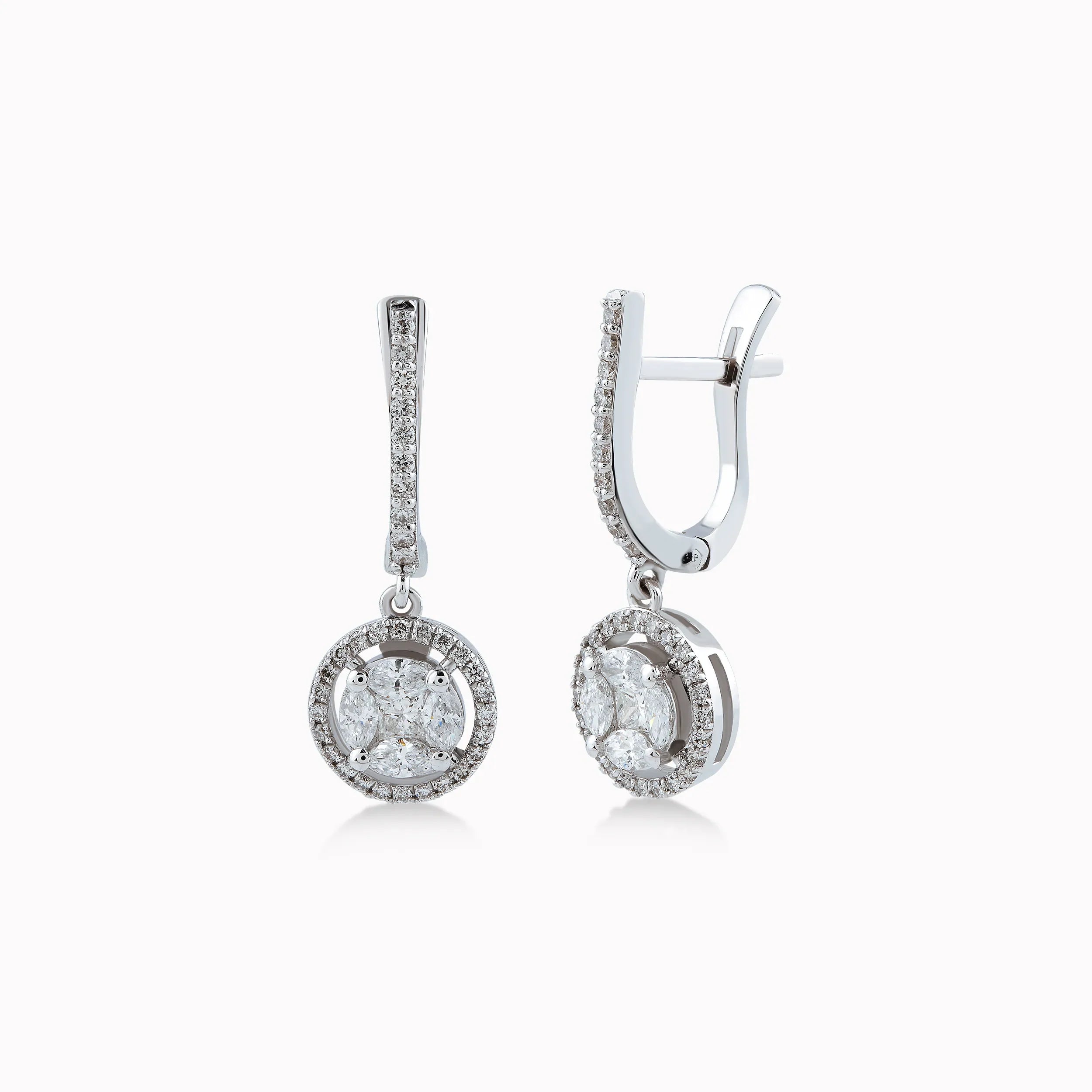 Cercei aur alb 18k cu diamante 0.99ct