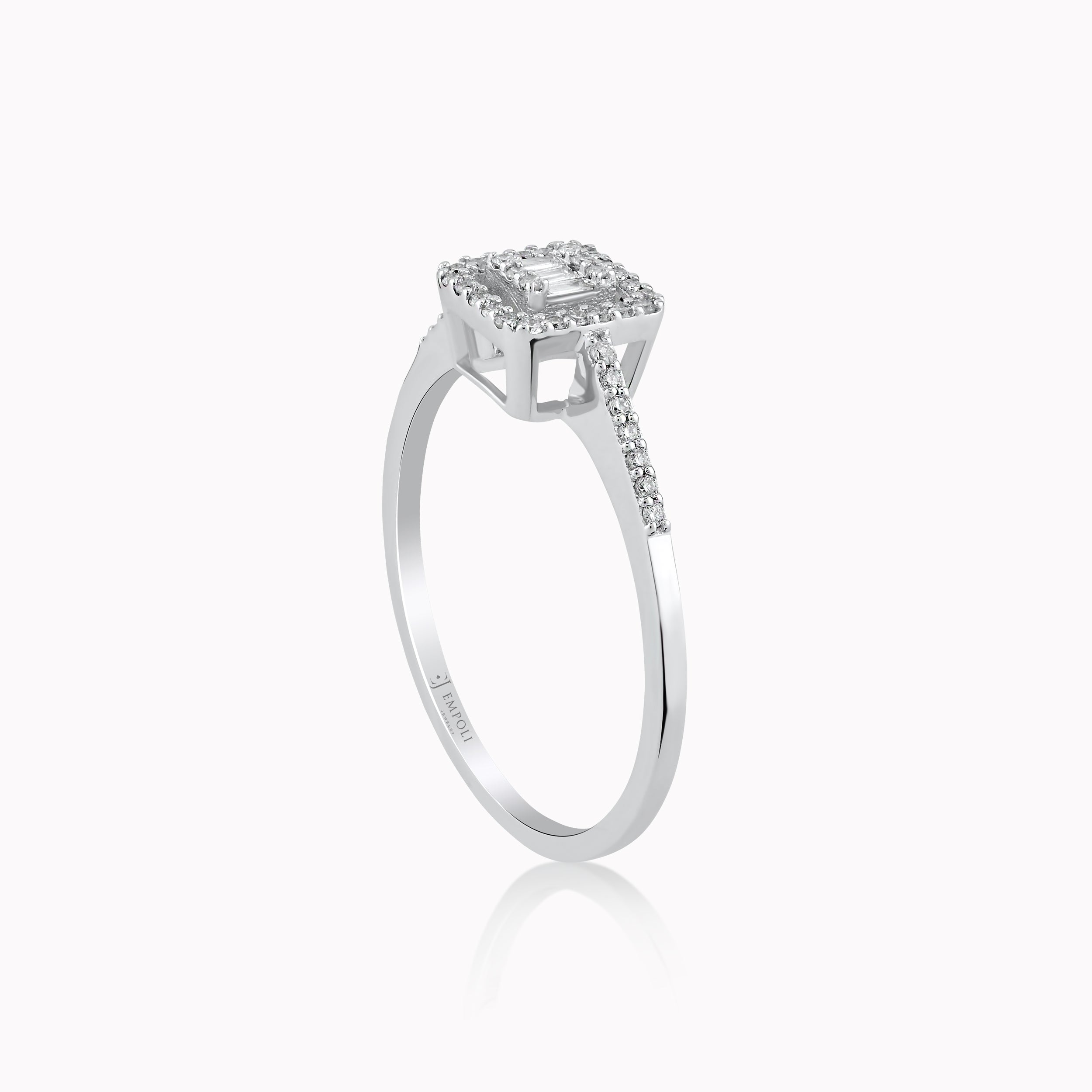 Inel Aur Alb 18K cu Diamante 0.16ct