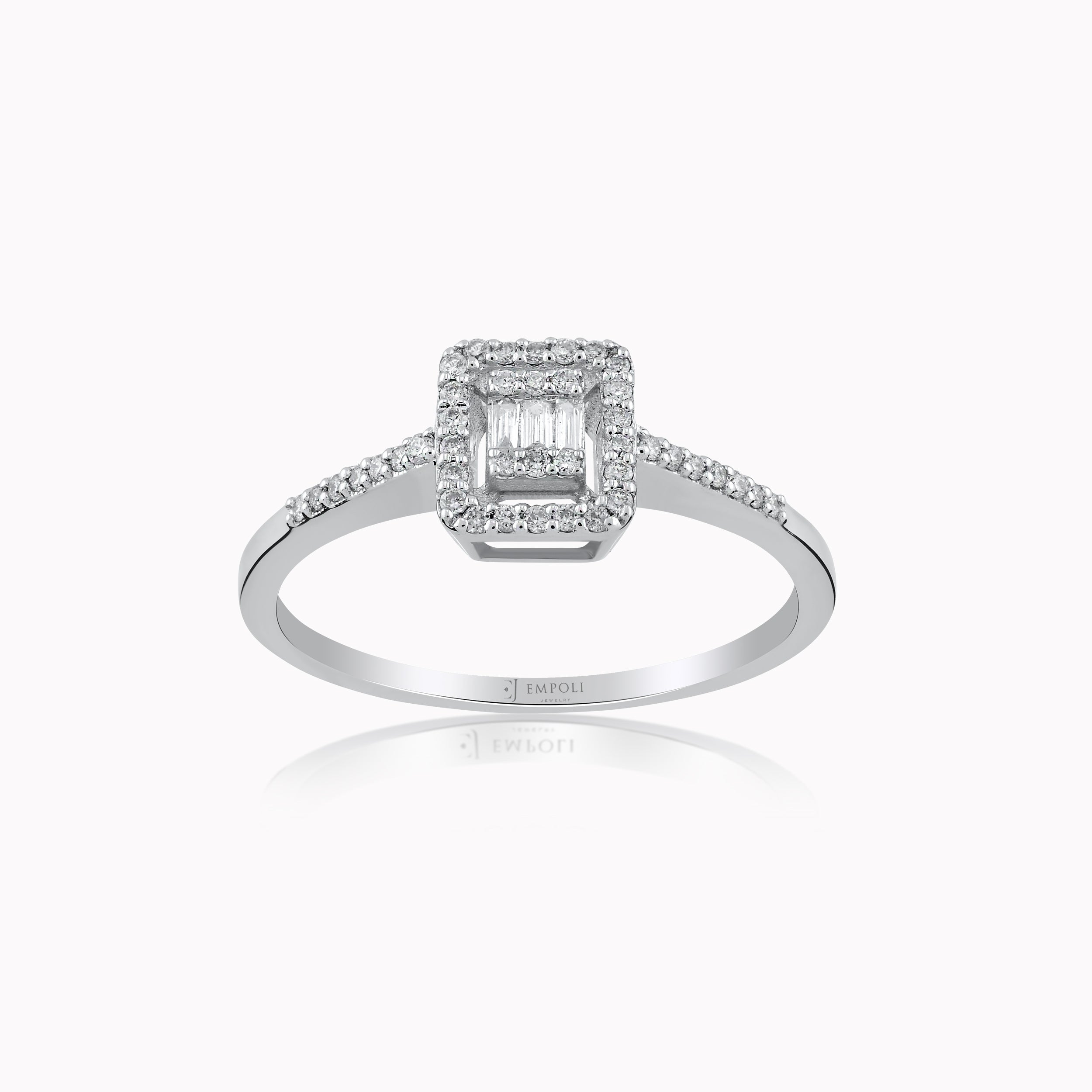 Inel Aur Alb 18K cu Diamante 0.16ct
