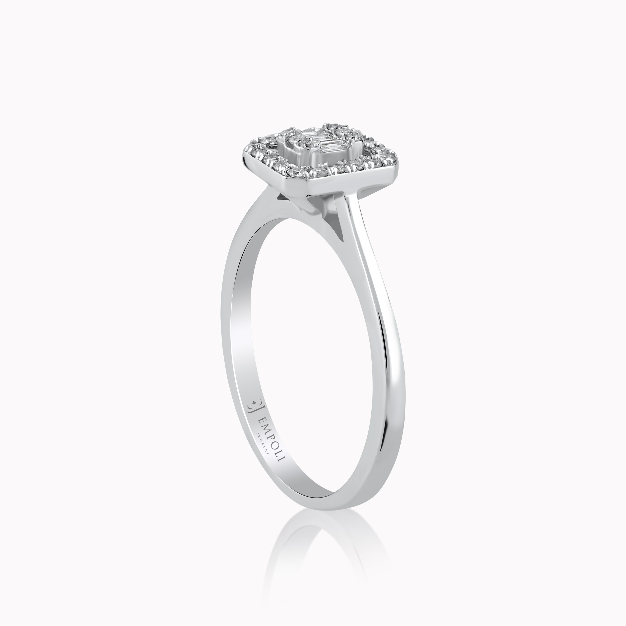 Inel Aur Alb 14K cu Diamante 0.16ct
