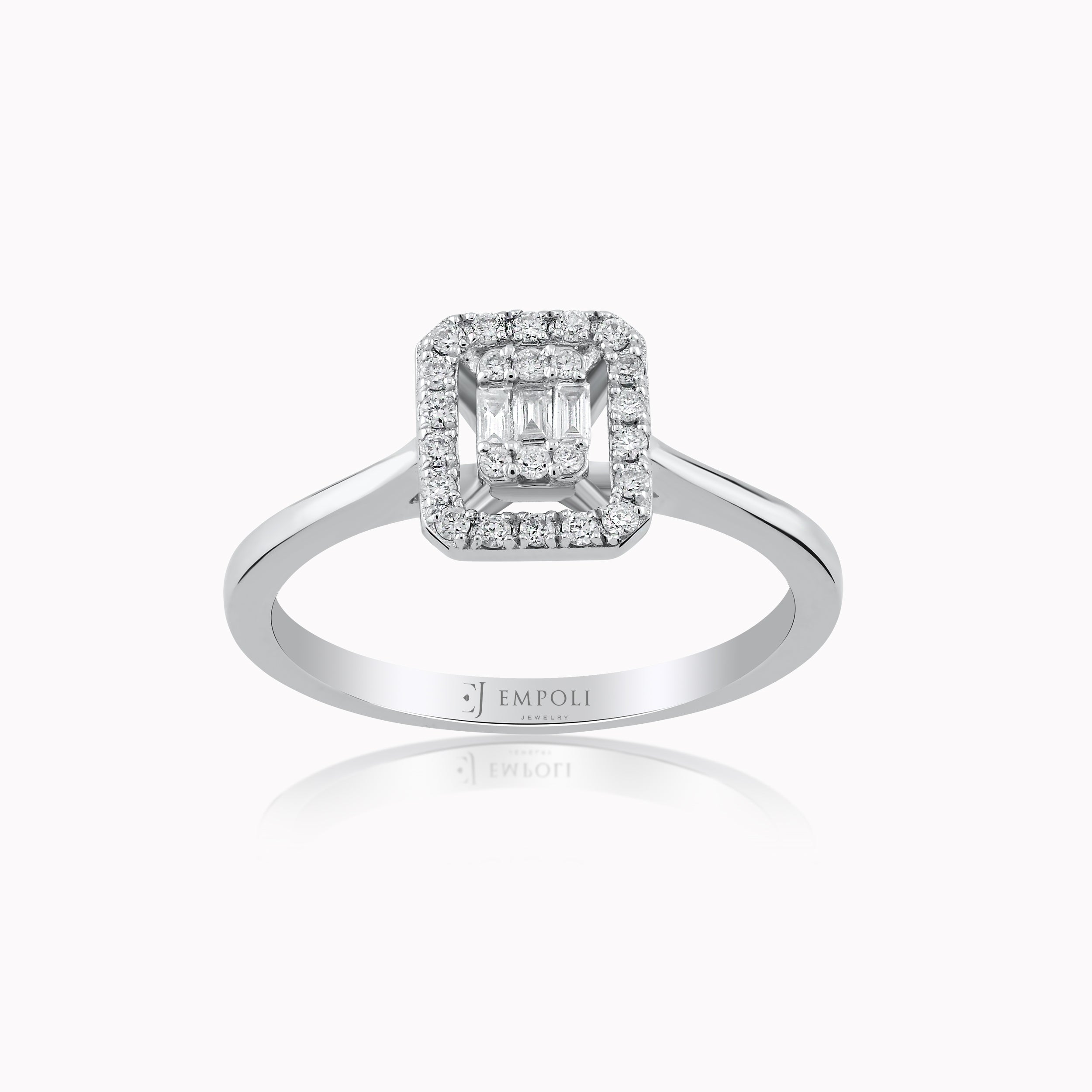 Inel Aur Alb 14K cu Diamante 0.16ct
