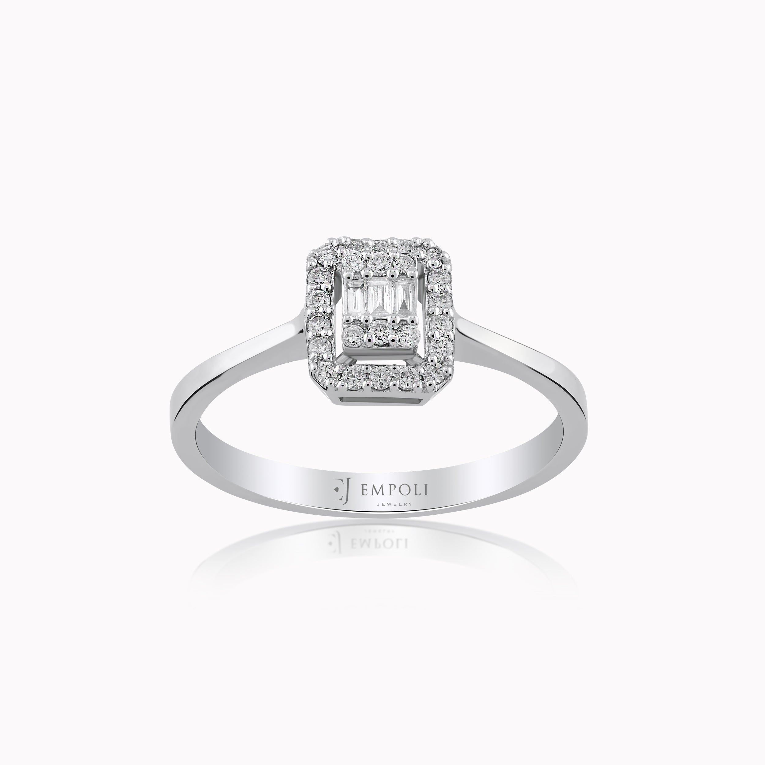 Inel Aur Alb 14K cu Diamante 0.15ct