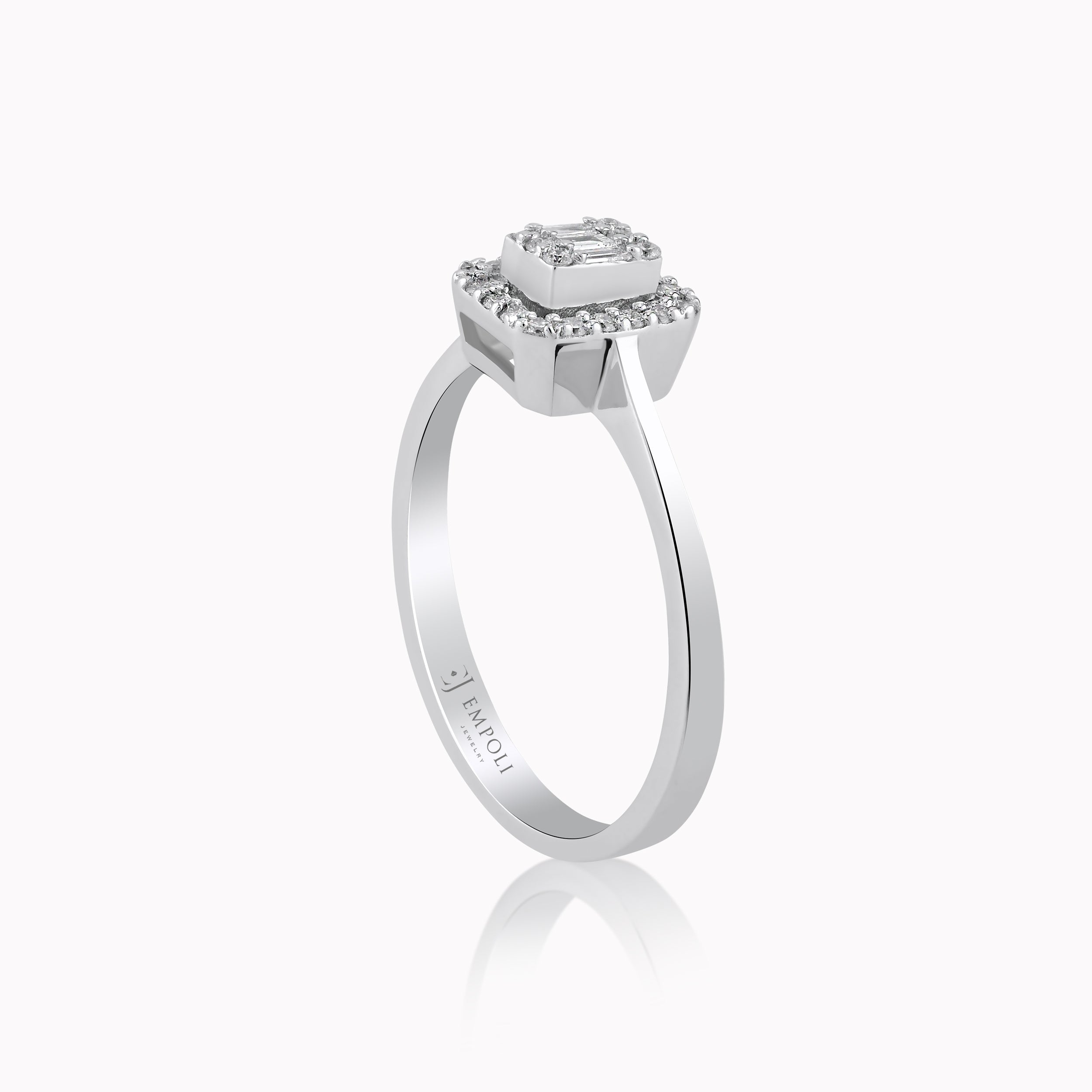 Inel Aur Alb 14K cu Diamante 0.15ct