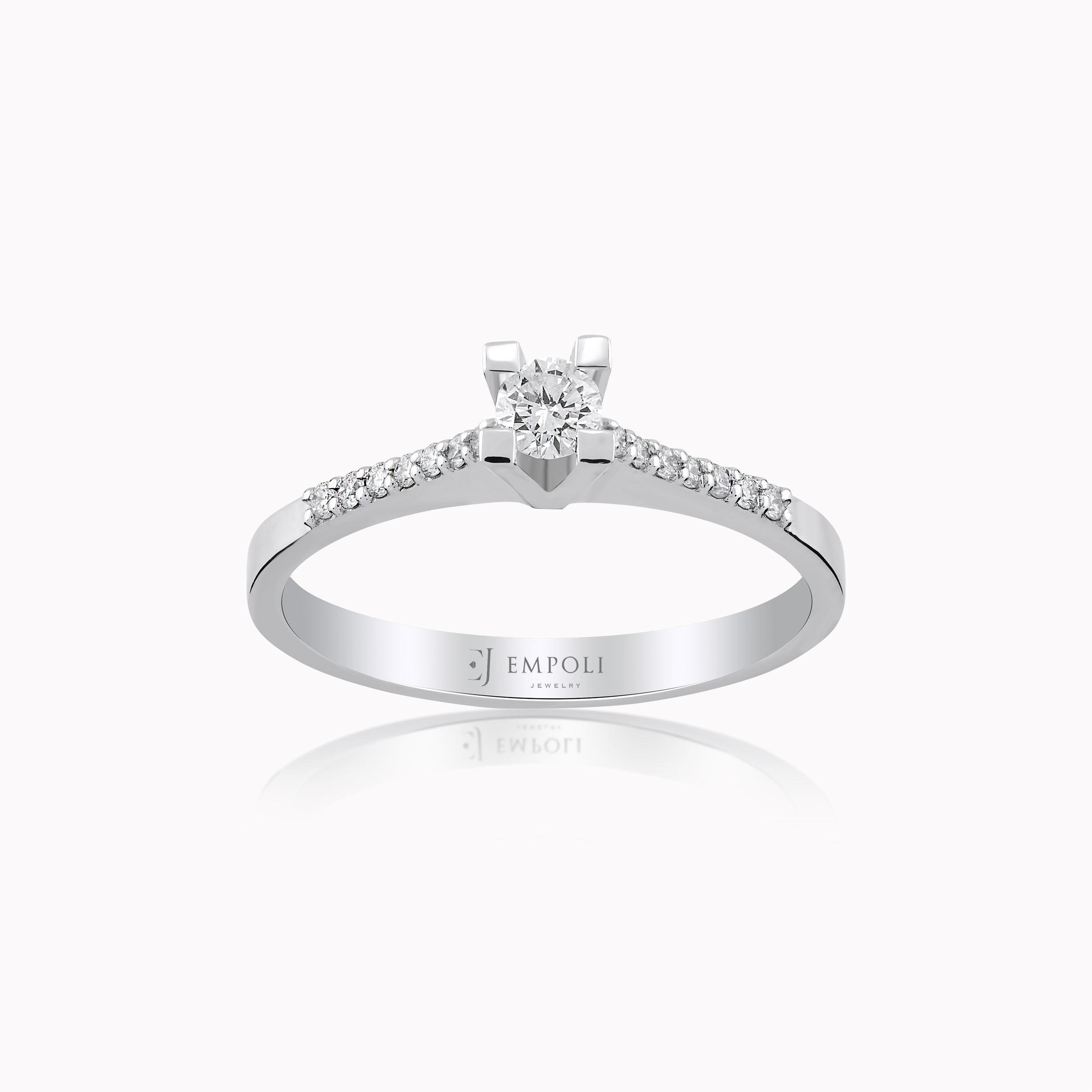 Inel Aur Alb 14K cu Diamante 0.22ct