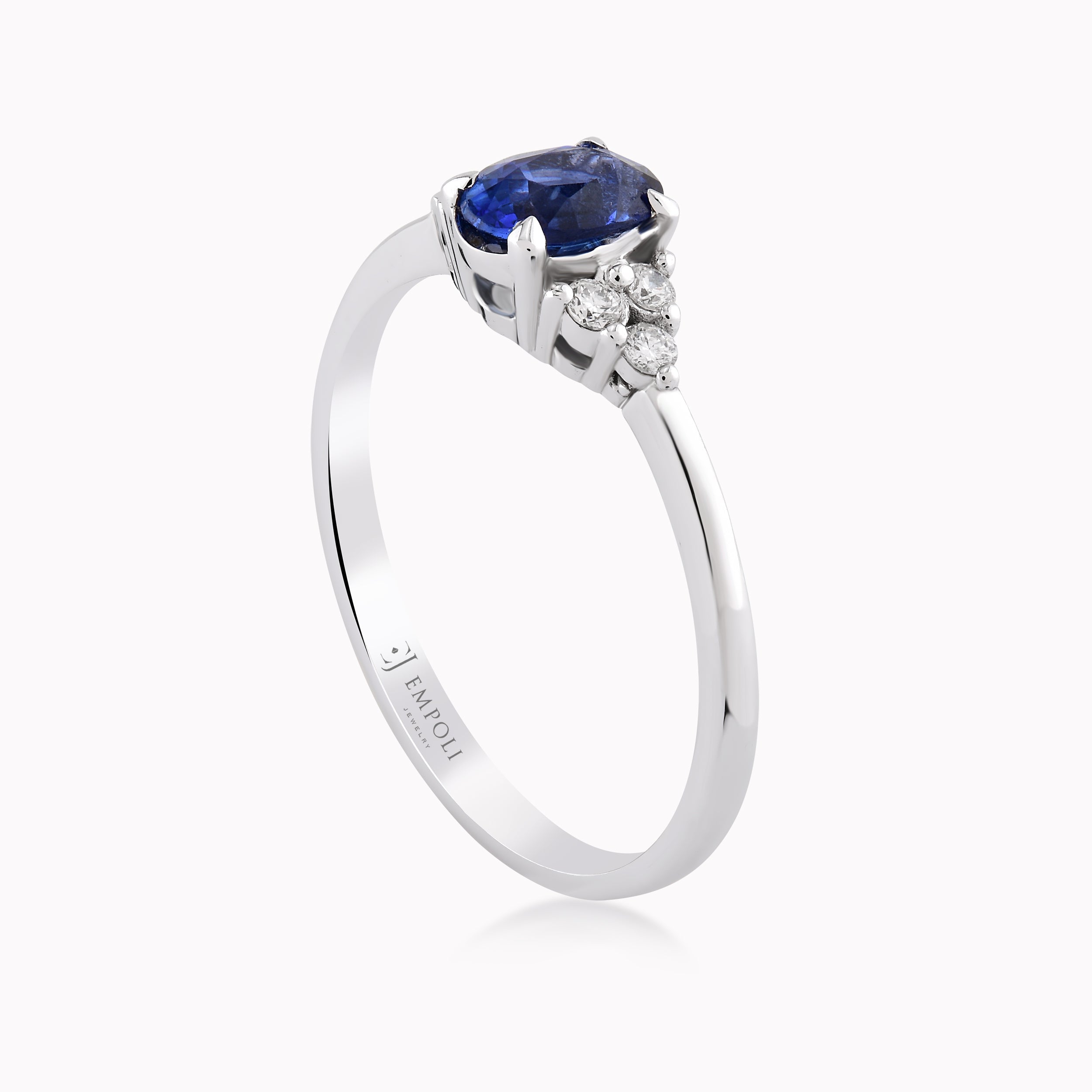 Inel Aur Alb 14K Cu Diamante Si Safir 0.12ct