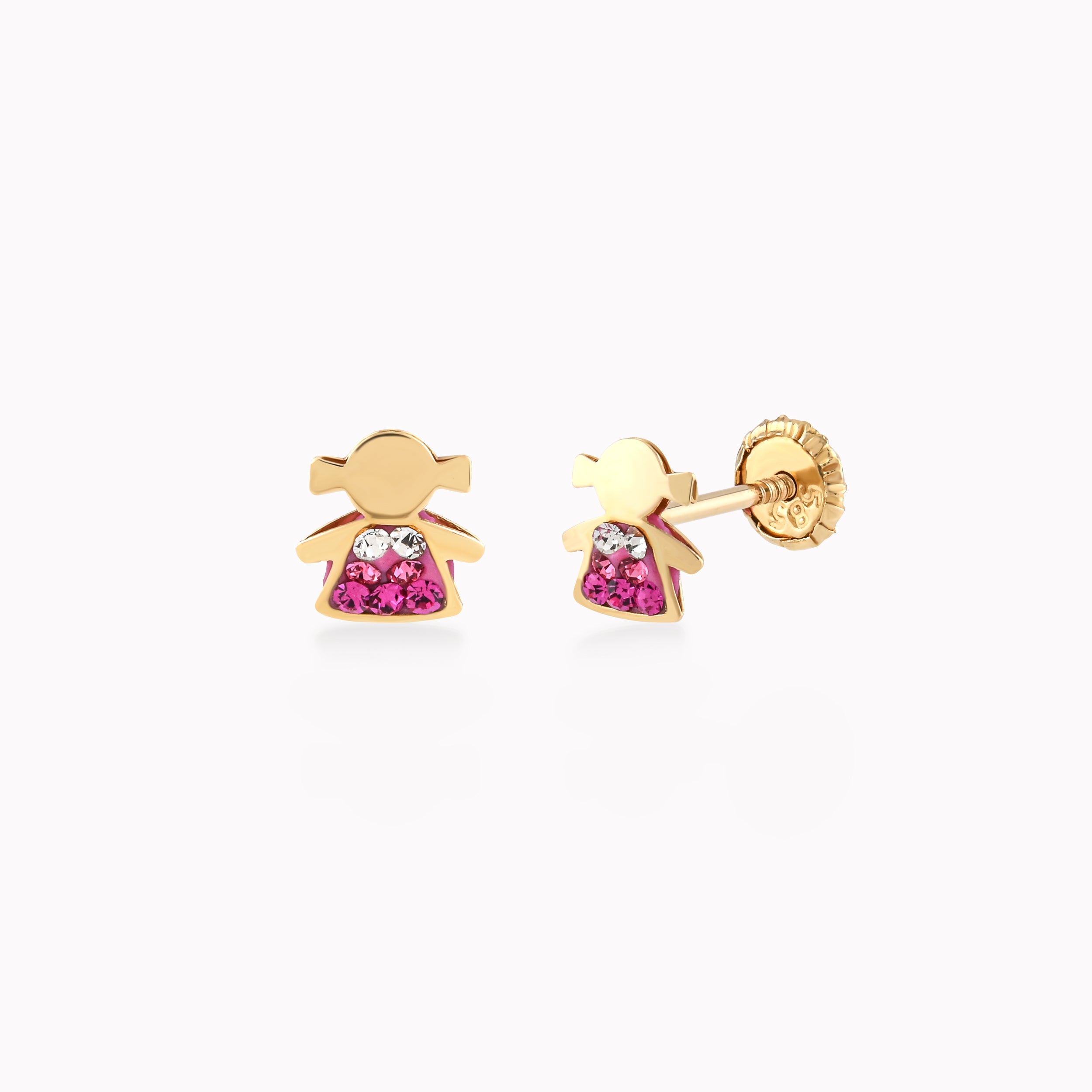 Cercei Aur Galben 14k Cu Zirconiu, Protectie 0.40gr