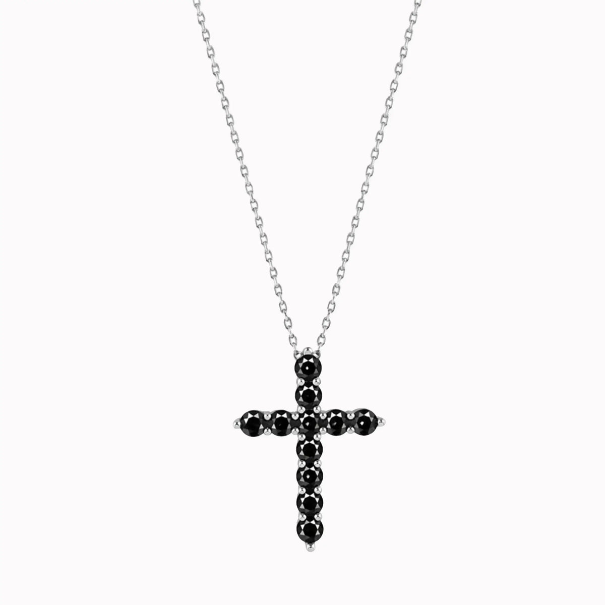 Lant cu Pandant din Aur Alb 14K cu Zirconiu Negru 3.94gr