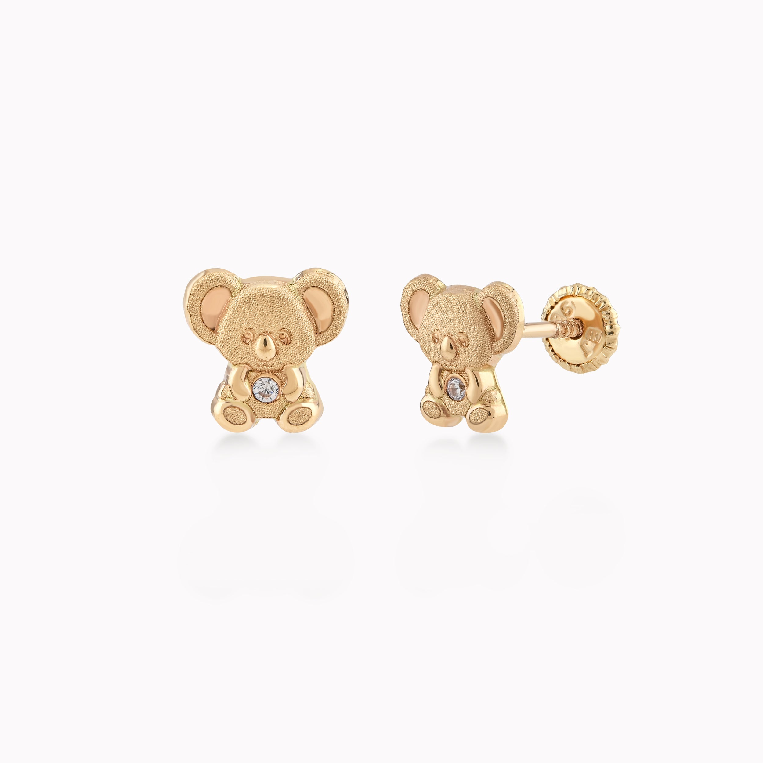 Cercei Aur Galben 14k Cu Zirconiu, Ursulet Protectie 0.38gr