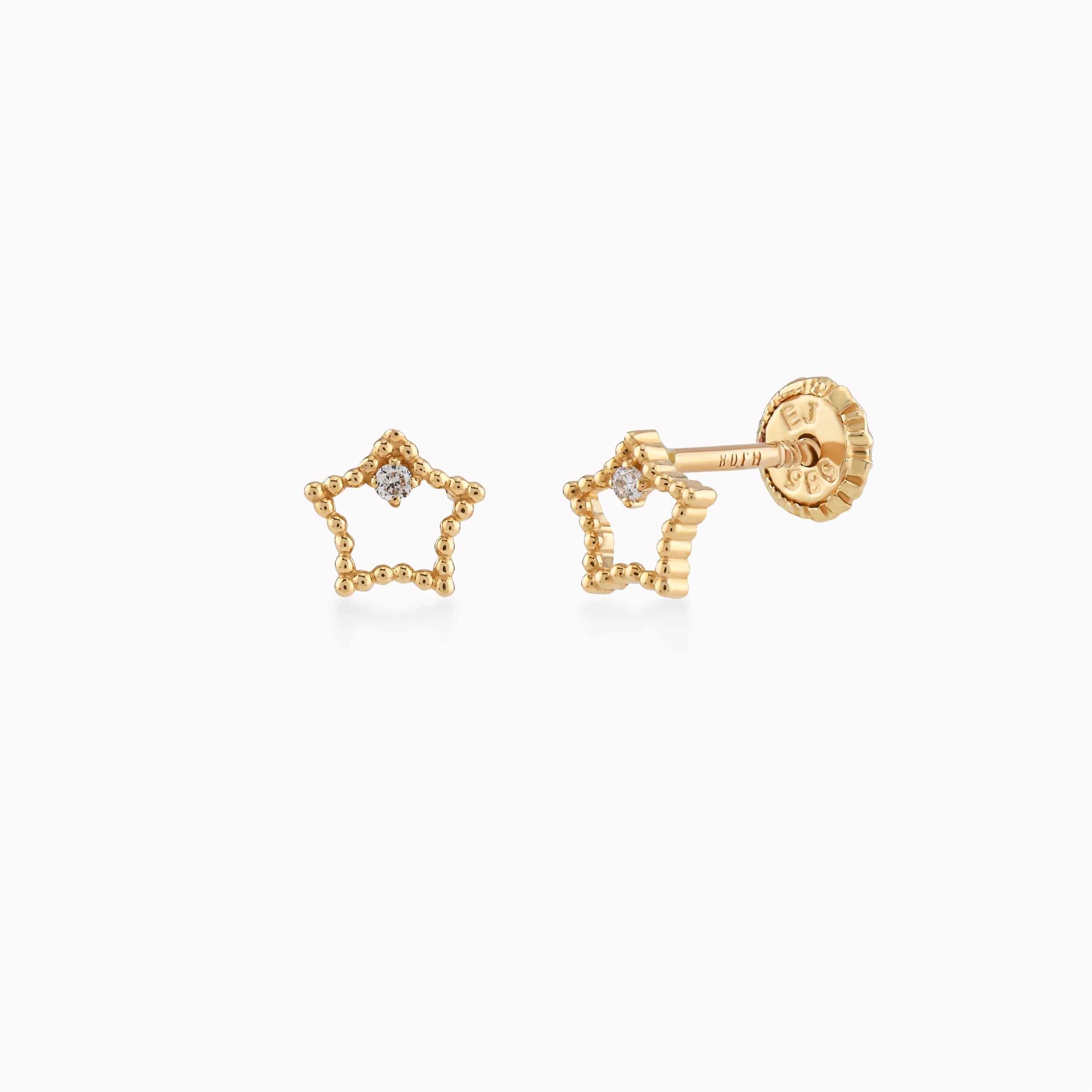 Cercei Aur Galben 14k Cu Diamant, Stelute 0.24gr