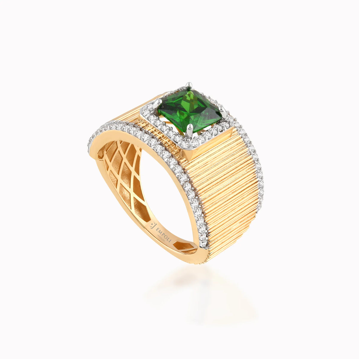 Inel din aur galben 14K cu zirconiu verde - detaliu