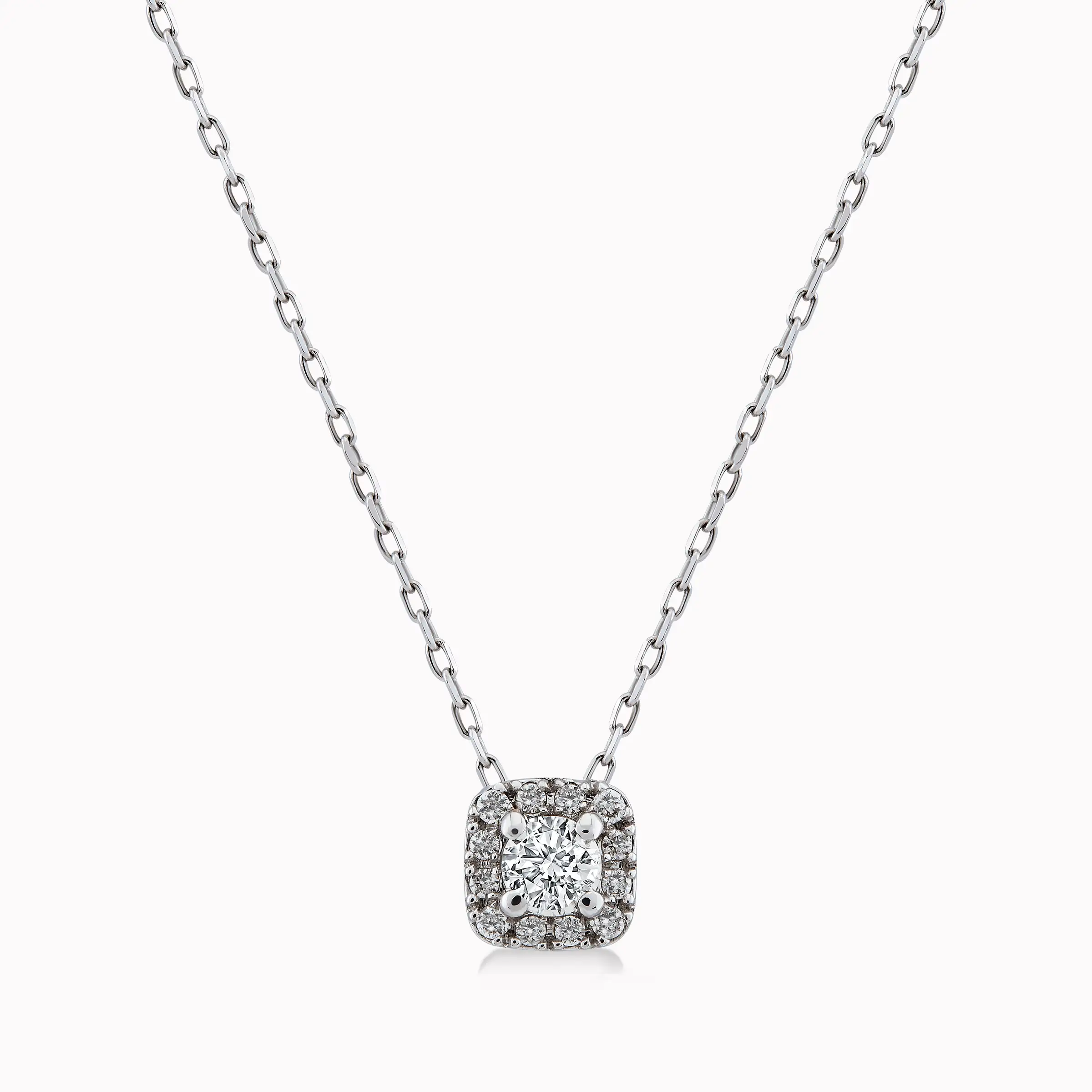 Lant cu Pandantiv Aur Alb 14K cu Diamante 0.21ct