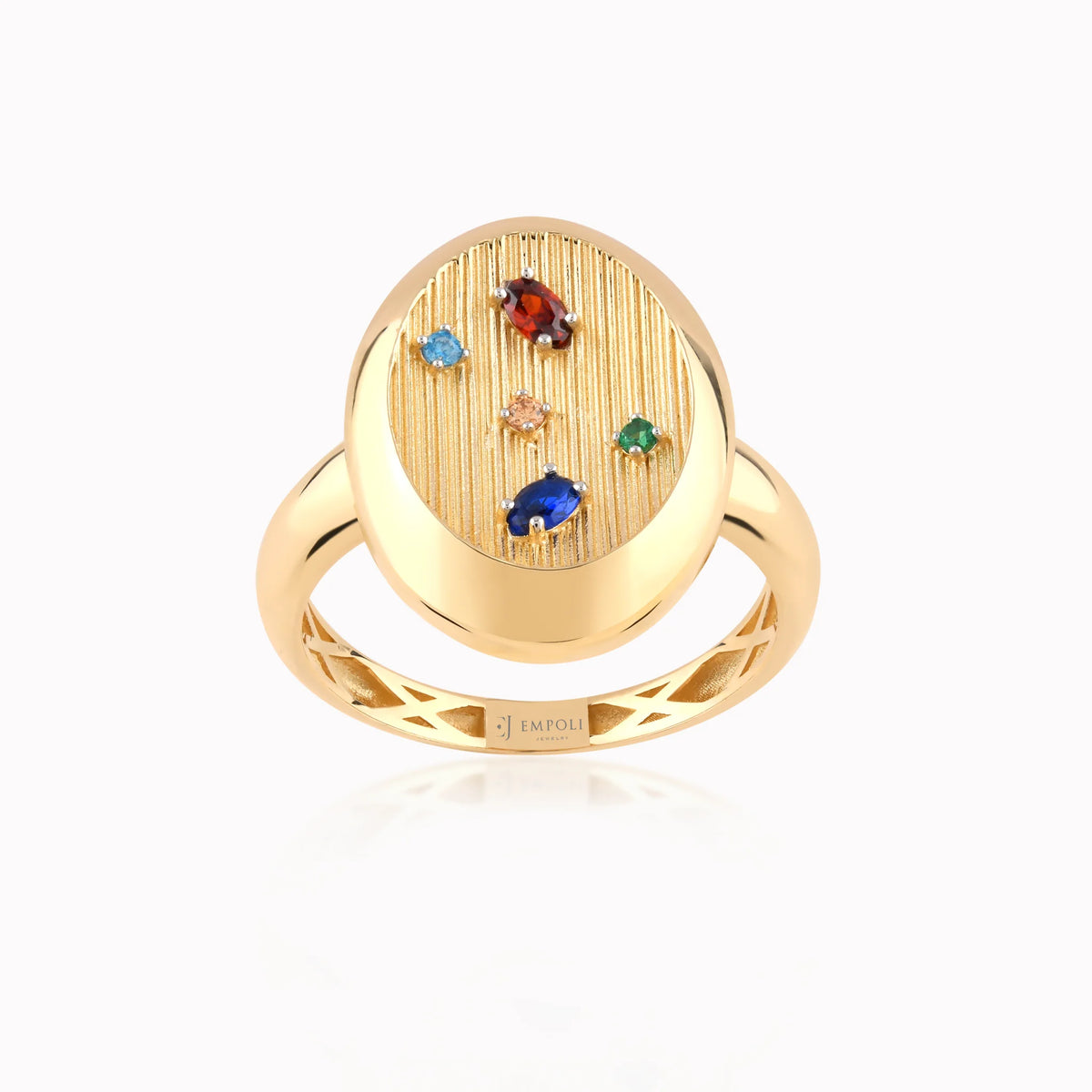 Inel din aur galben 14K cu zirconiu multicolor