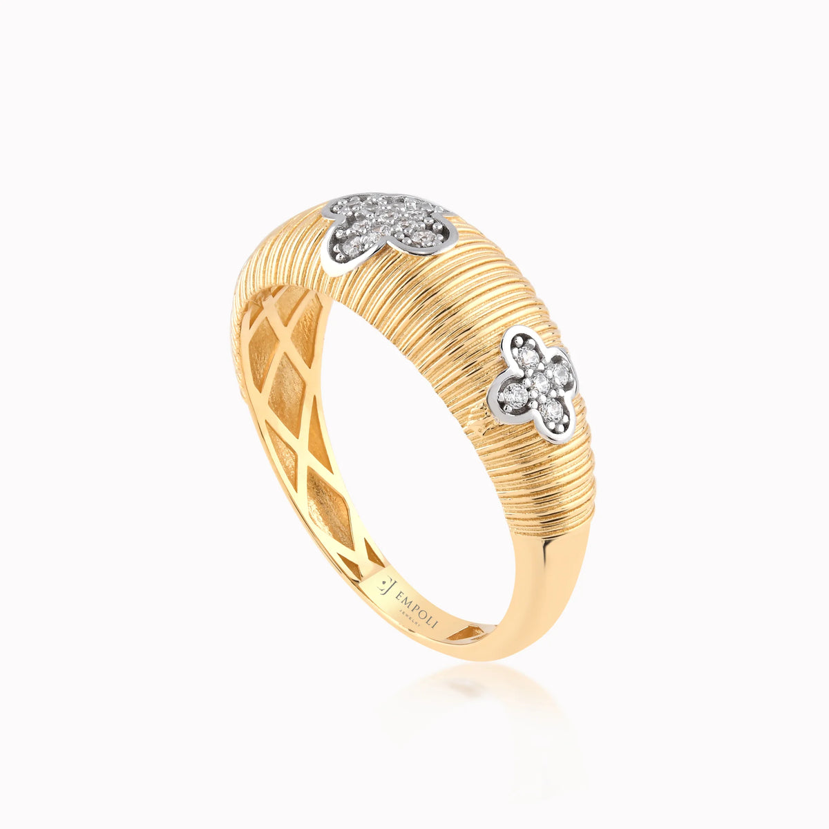 Inel din aur galben 14K cu zirconiu multicolor - detaliu