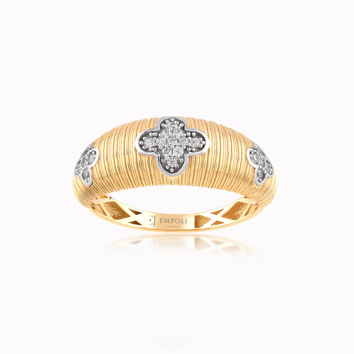 Inel din aur galben 14K cu zirconiu multicolor