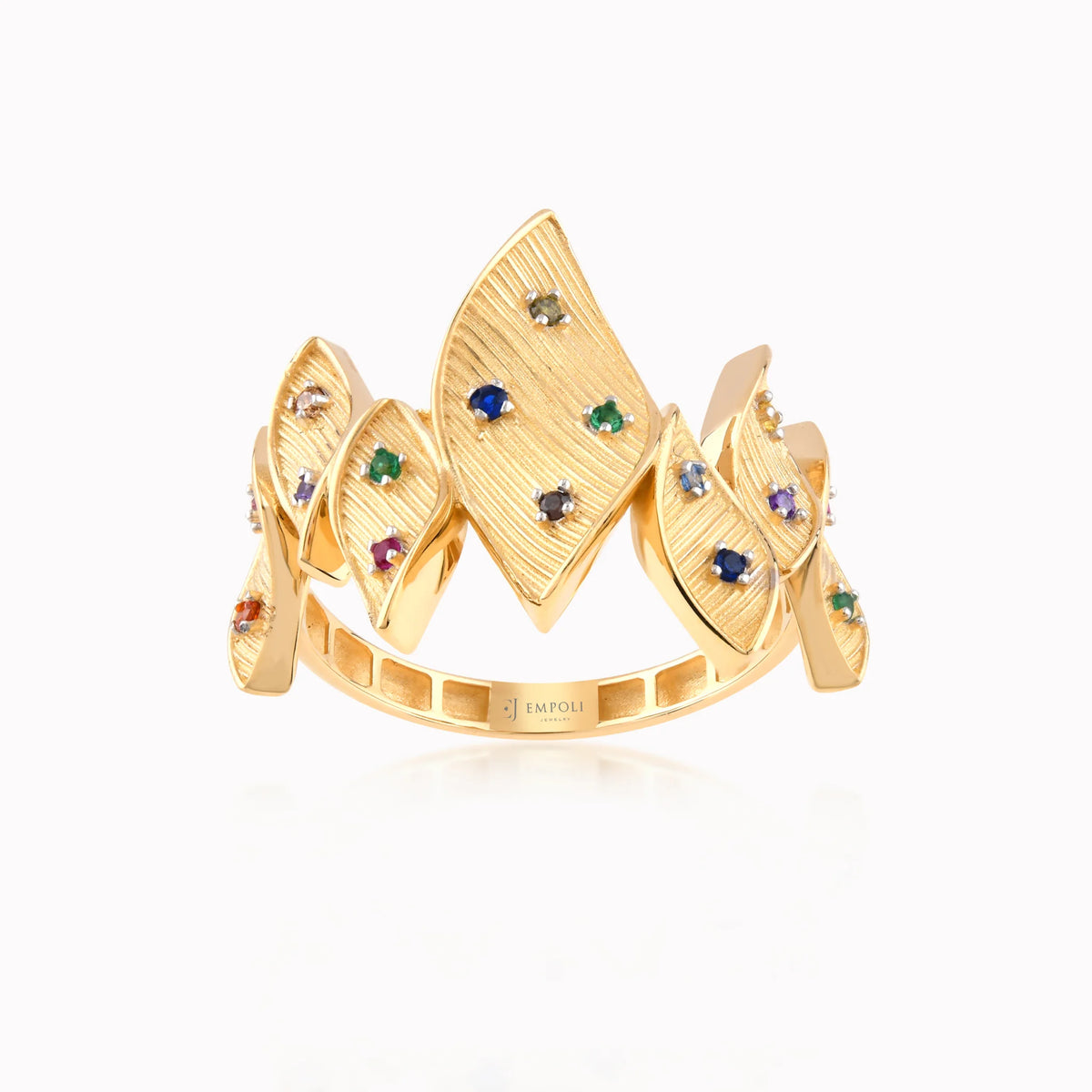 Inel din aur galben 14K cu zirconiu multicolor