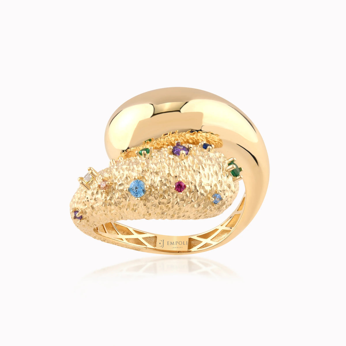 Inel din aur galben 14K cu zirconiu multicolor