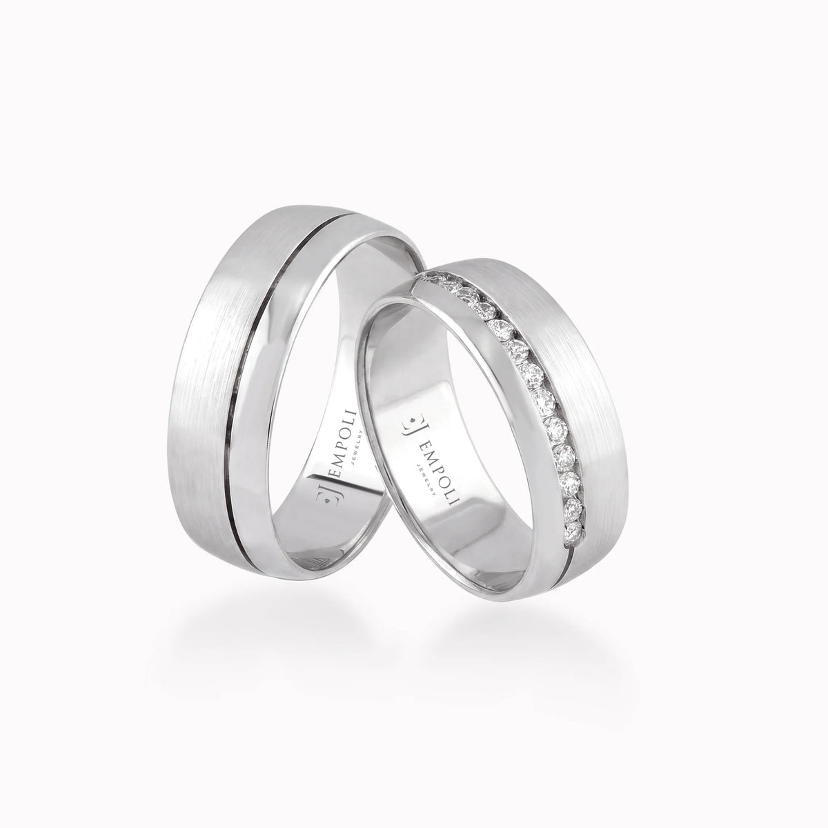 Verighete aur alb 14K cu zirconiu sau diamant, 6.3mm