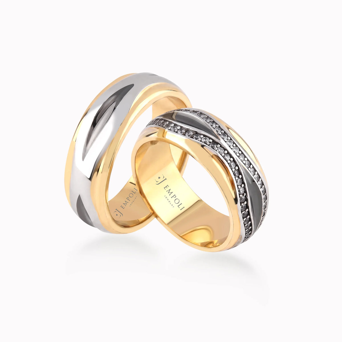 Verighete aur galben și alb 14K cu zirconiu sau diamant, 7.1mm